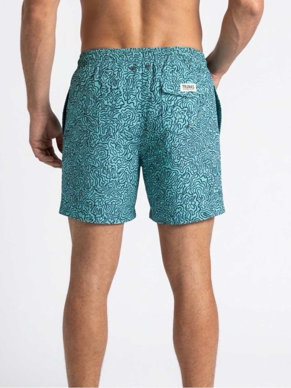 Trunks Surf & Swim Co Men’s Mesh Swim Trunks Size Med Quick Dry Blue Geometric